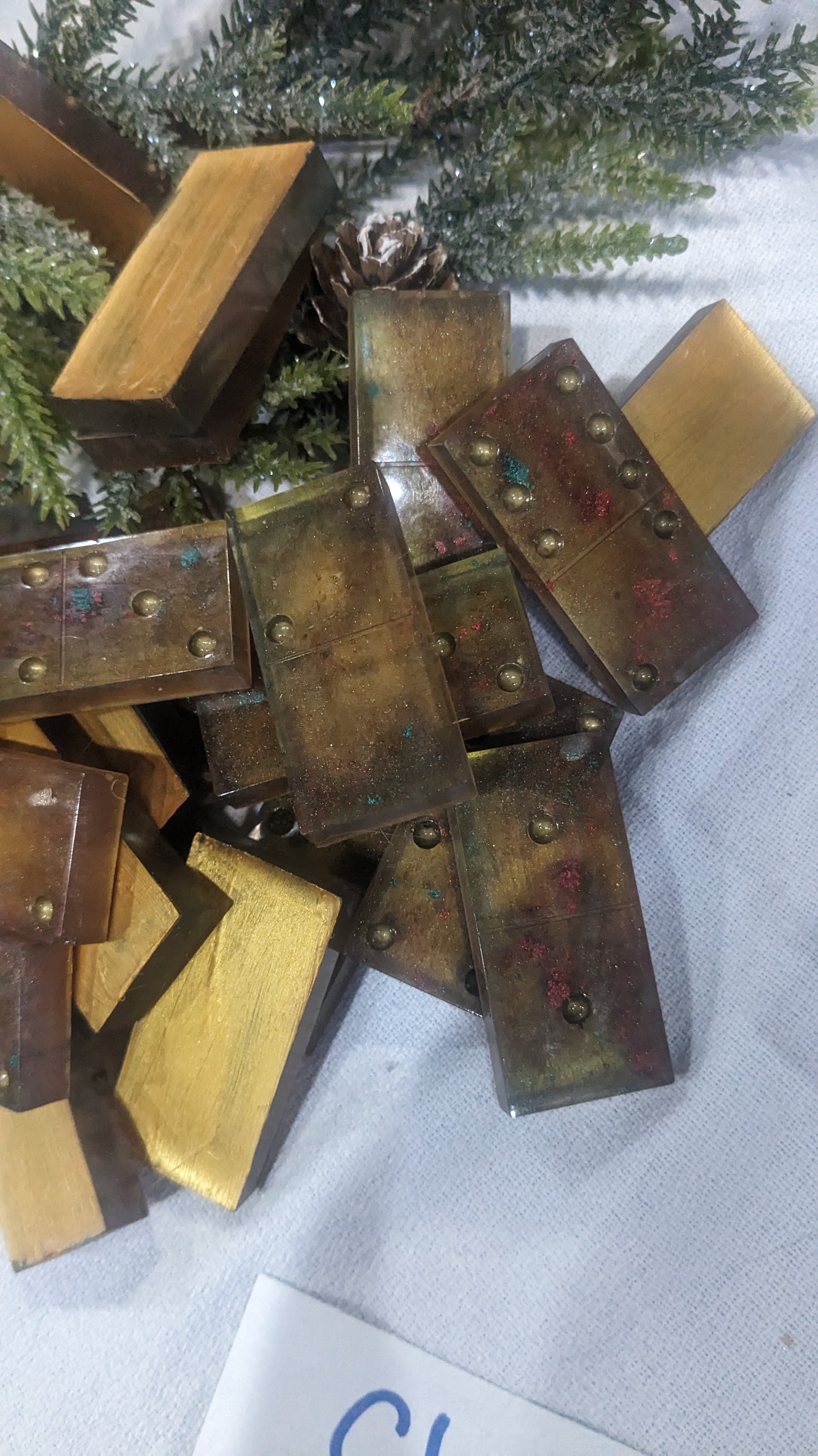 Handcrafted resin Dominoes gold