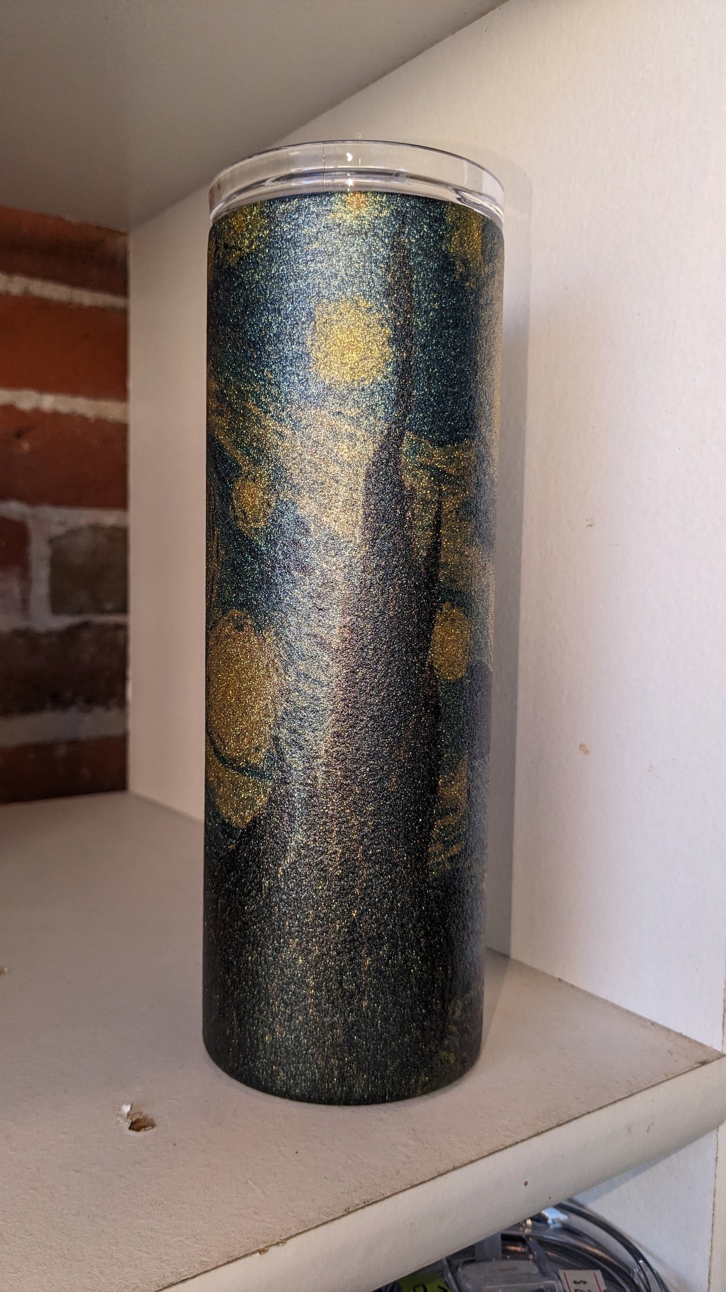 20 Oz Stainless Steel Insulated Glitter Tumbler Starry Night