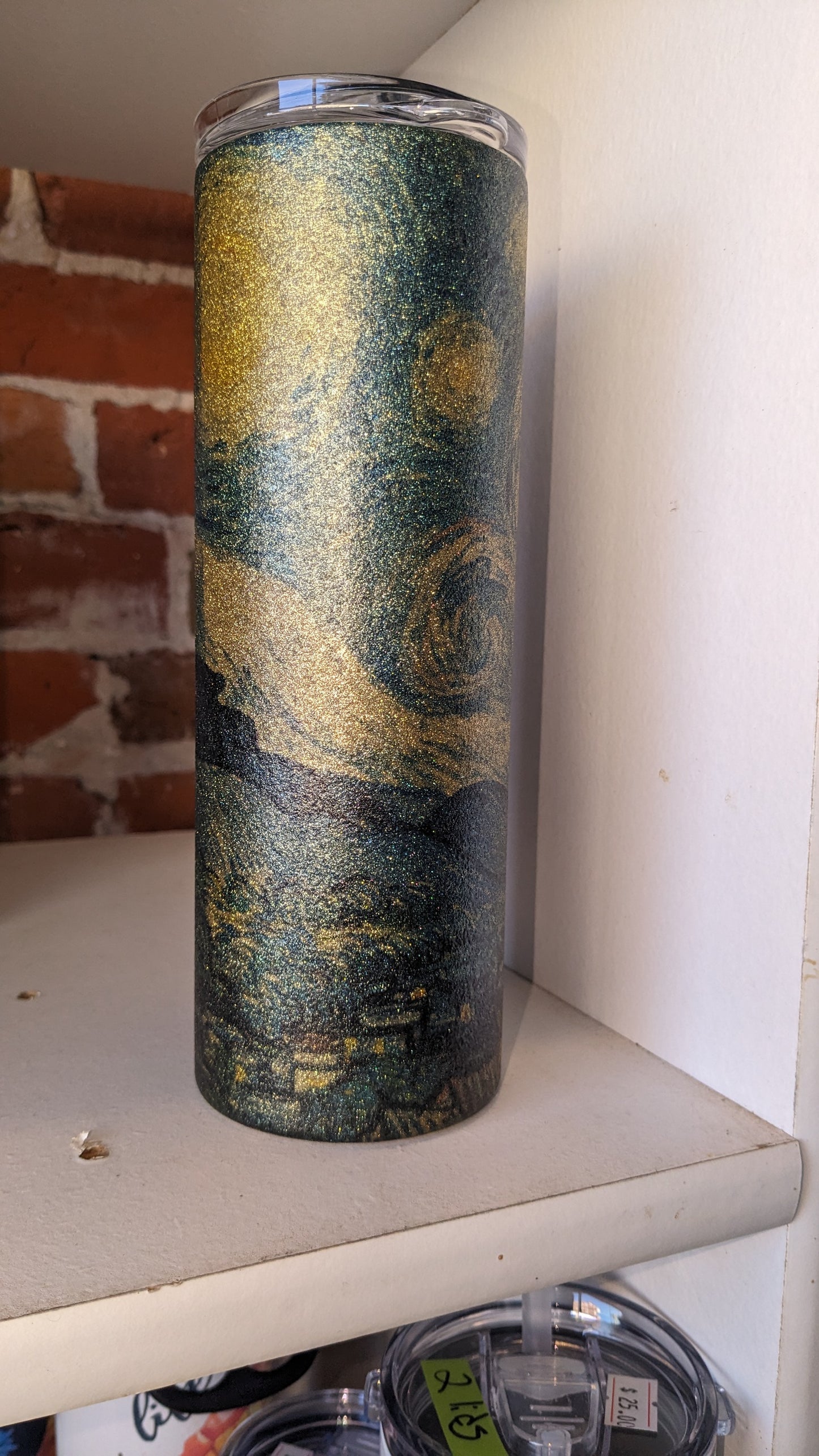 20 Oz Stainless Steel Insulated Glitter Tumbler Starry Night