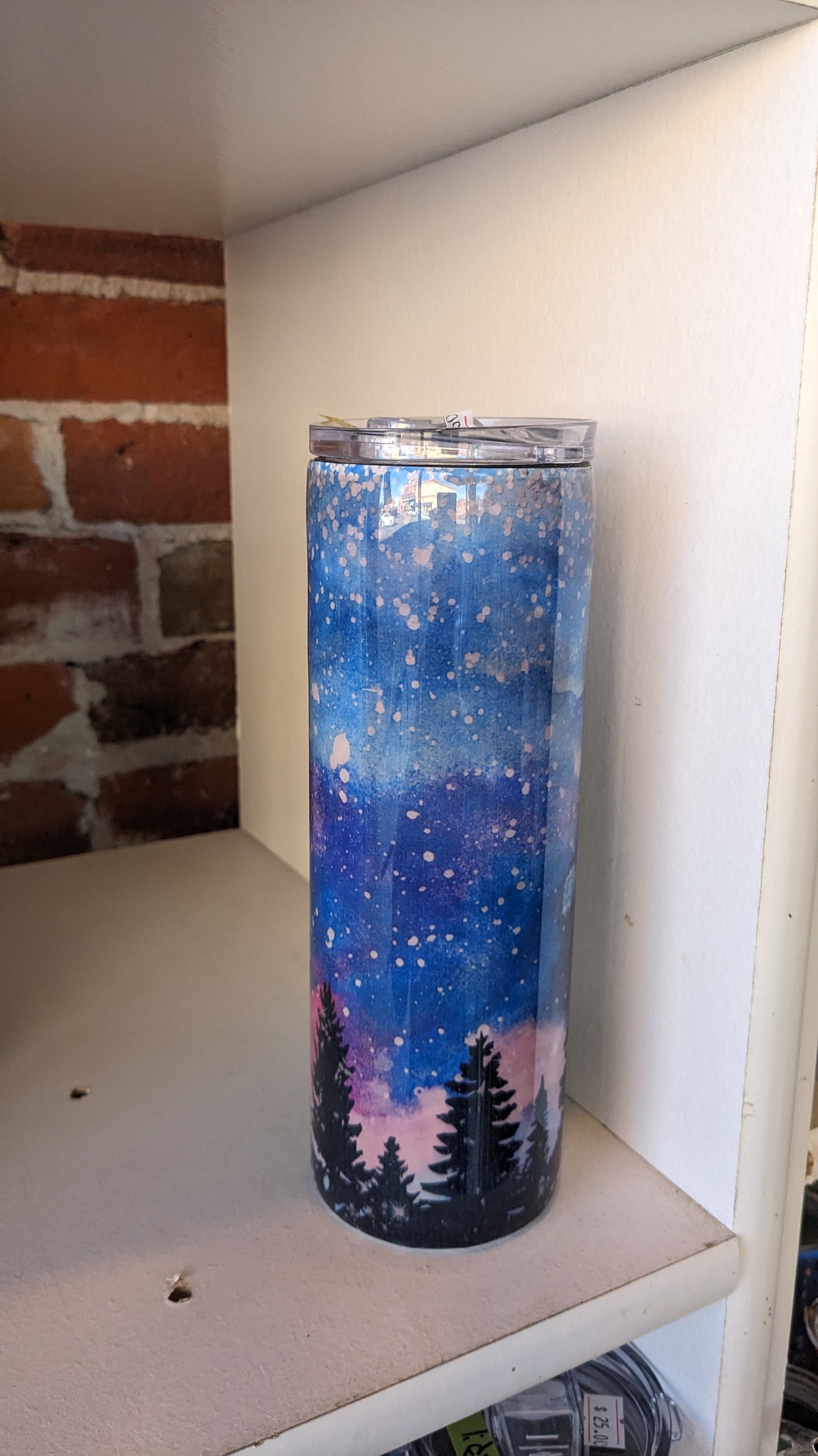 20 Oz Insulated Stainless Steel Tumbler Northern Lights with two lids