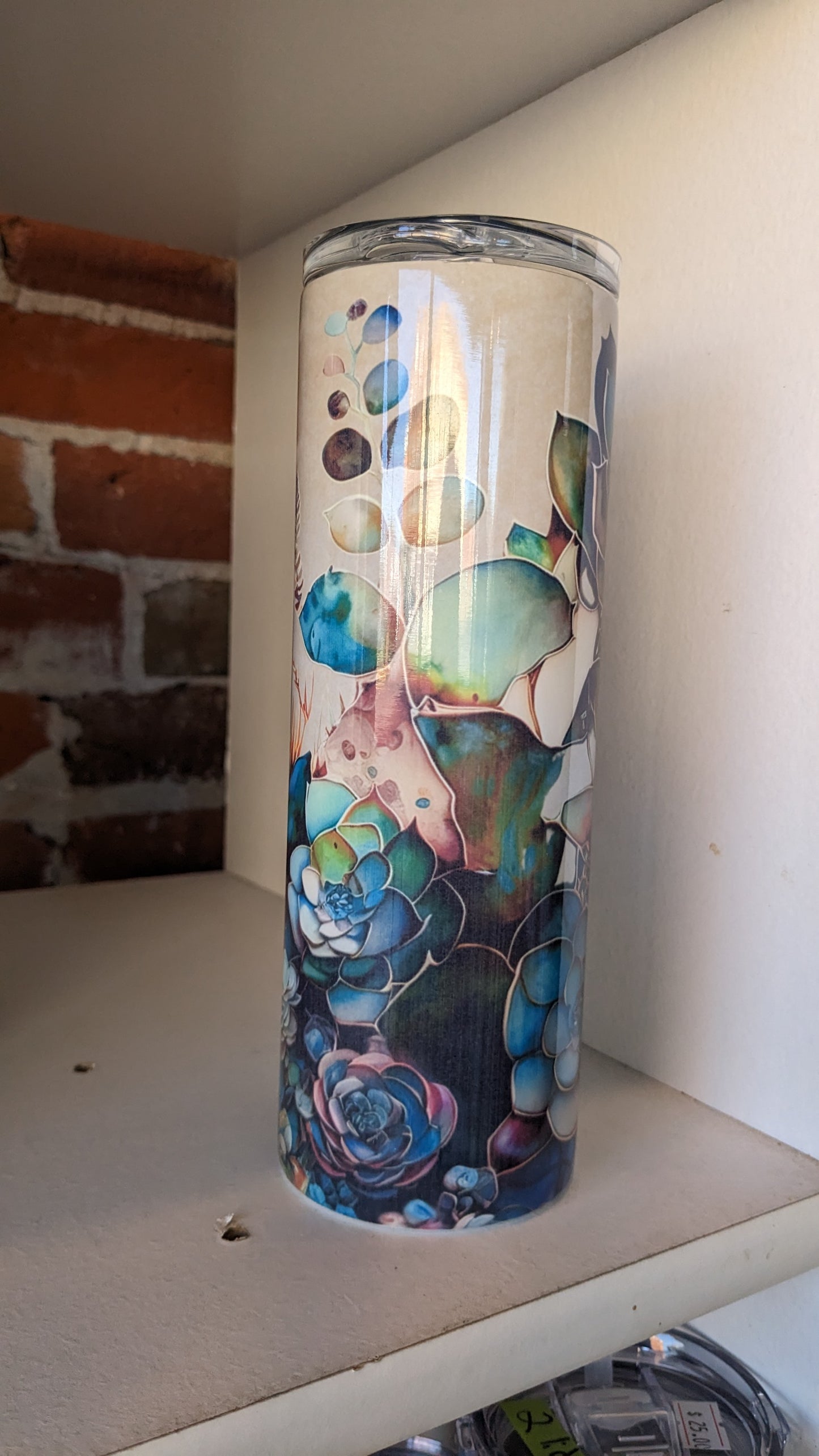 20 Oz Insulated, Stainless Steel Tumbler With Handle Succulents