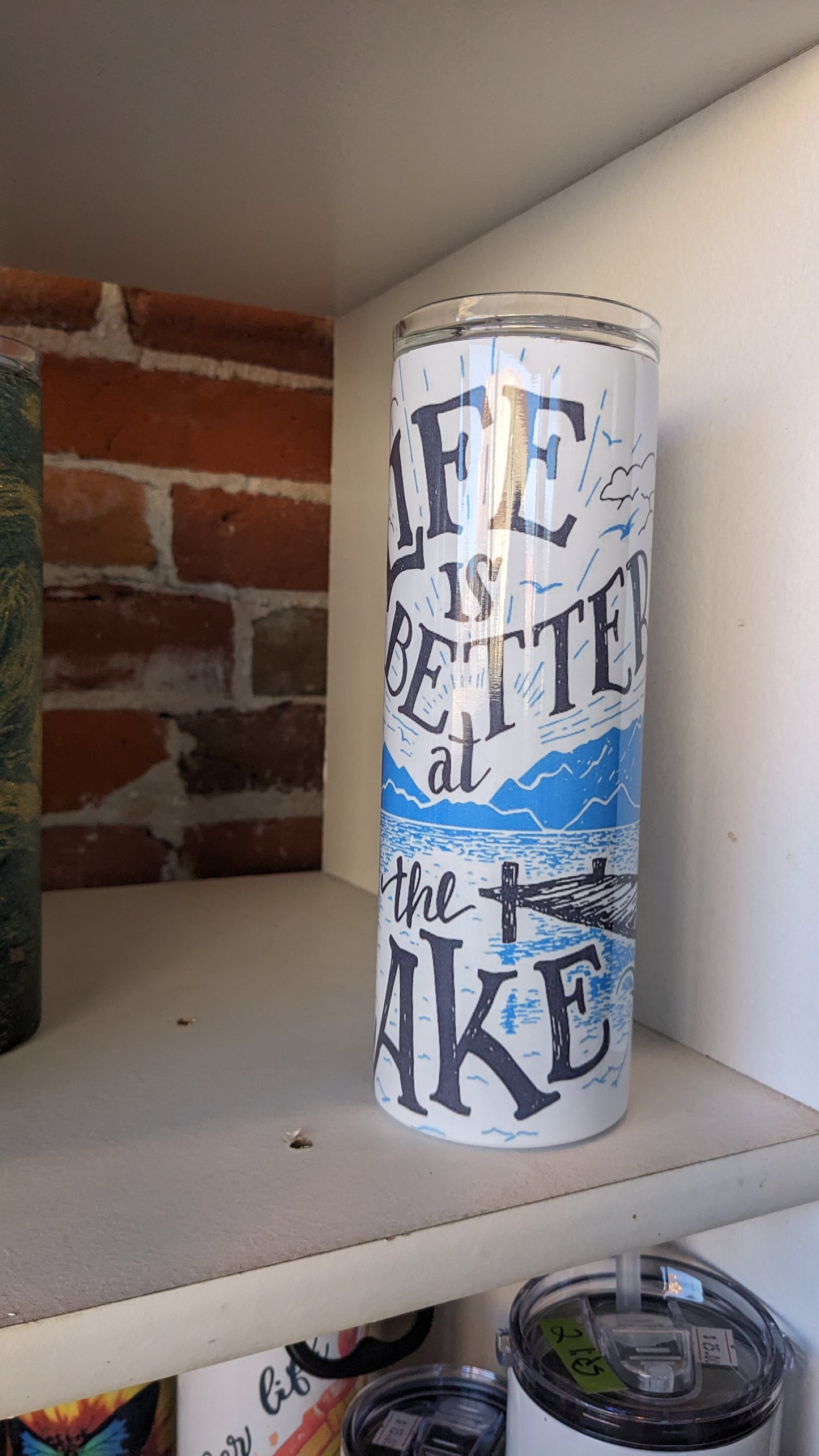 20 Oz Insulated Stainless Steel Tumbler With A Handle Life Is Better At The Lake