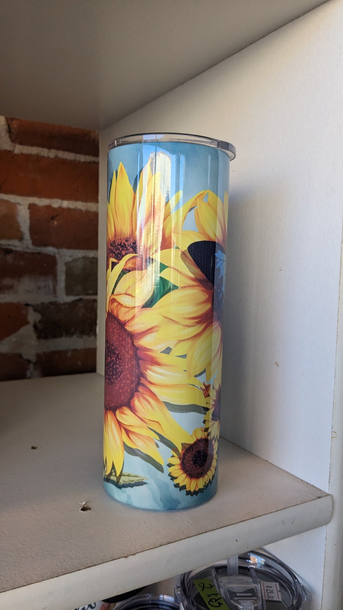 20 Oz Stainless Steel Insulated Tumbler With A Handle Butterflies And Sunflowers