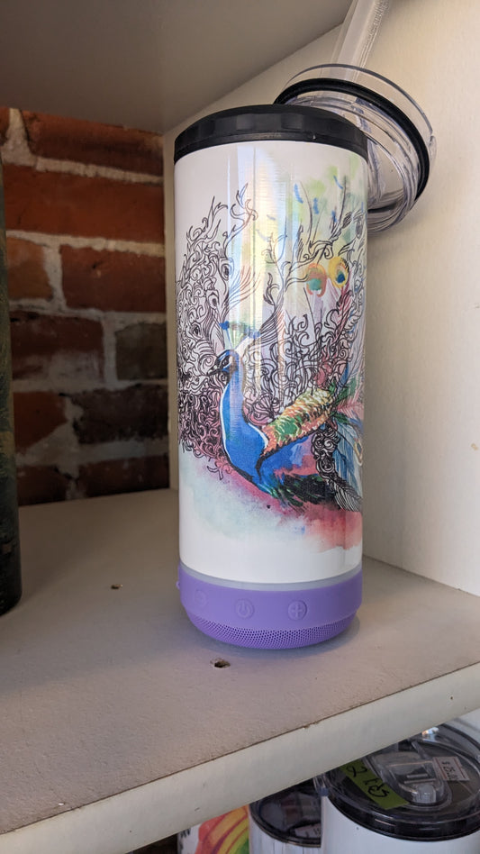NOW WITH WHITE SPEAKER 17 Oz Speaker Tumbler Peacock