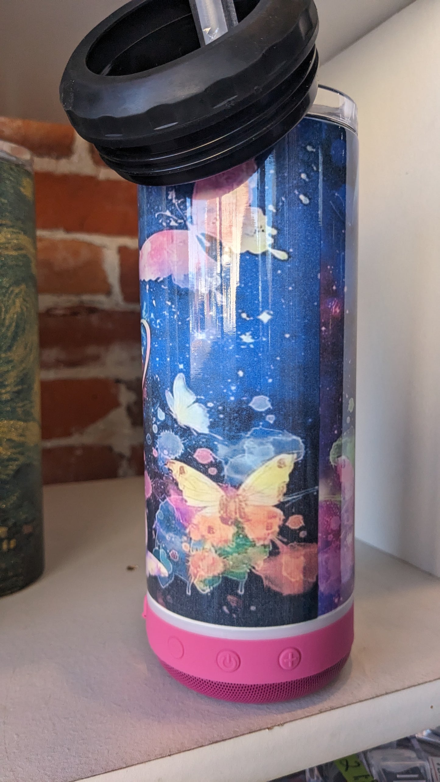 SPEAKER IS NOW LAVENDAR AND NOT DAMAGED 17 oz Steel Insulated Can Cooler, Tumbler & Speaker  can do all things through God