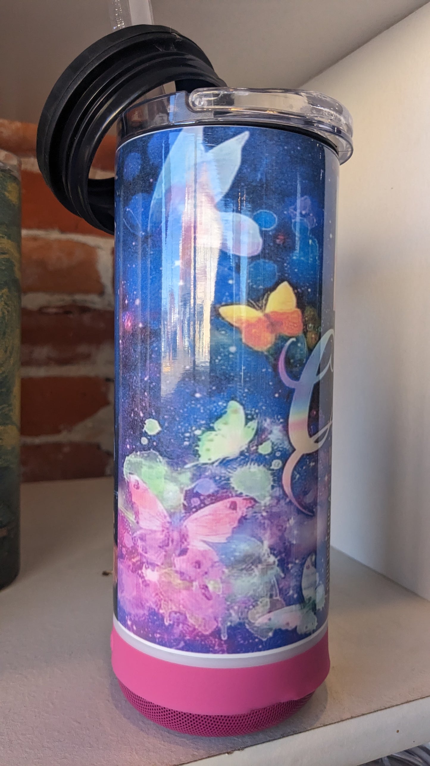 SPEAKER IS NOW LAVENDAR AND NOT DAMAGED 17 oz Steel Insulated Can Cooler, Tumbler & Speaker  can do all things through God