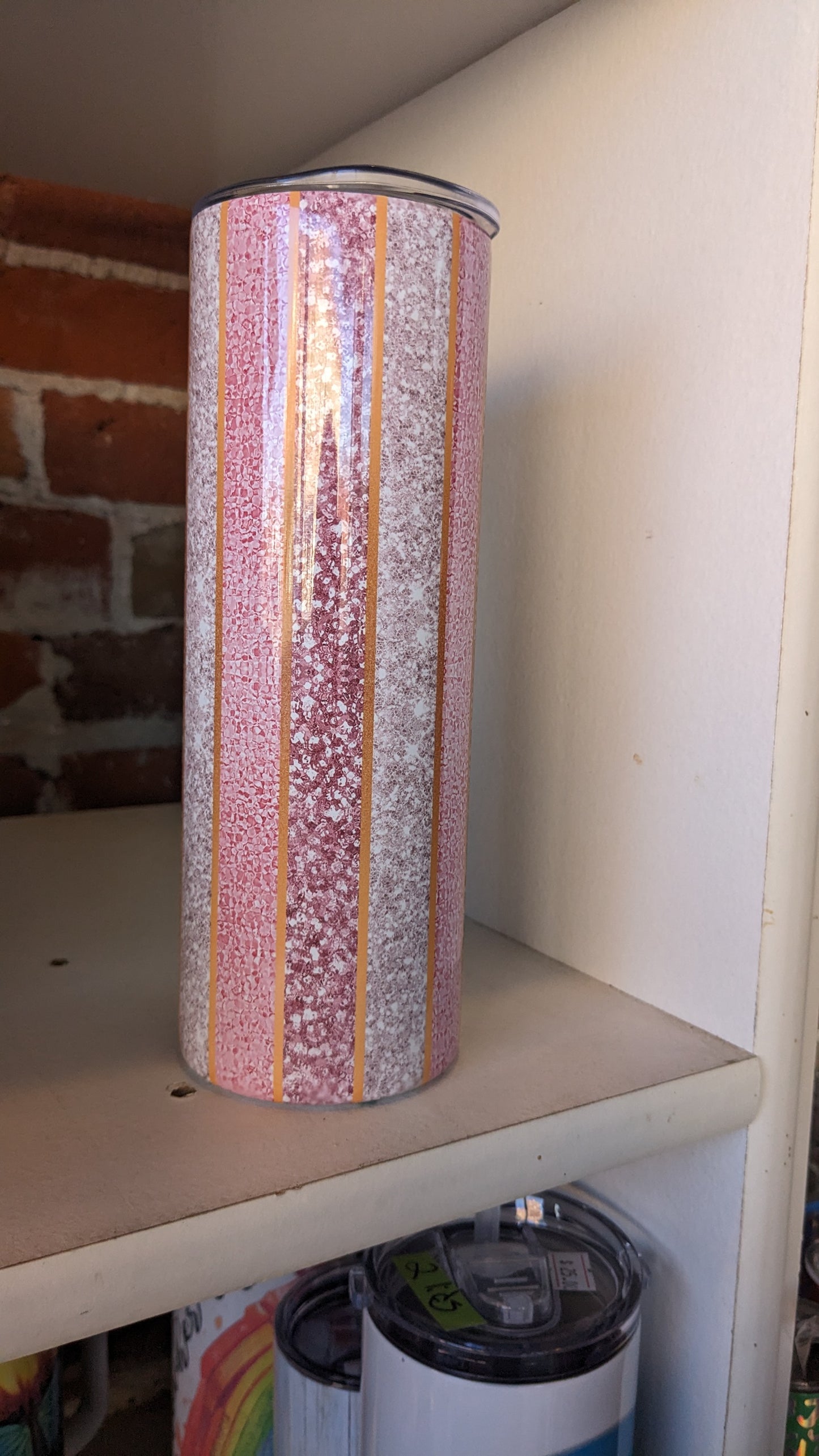 20 oz insulated stainless steel tumbler Striped Pink