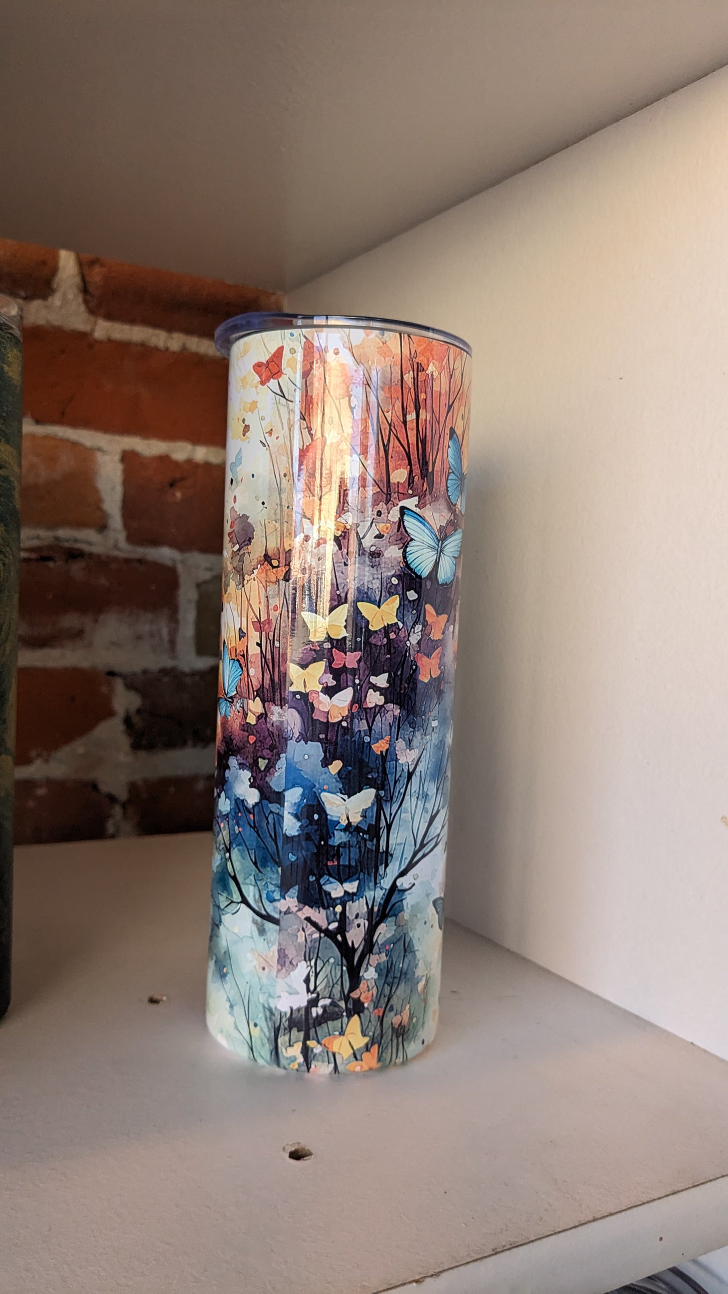 20 Oz Stainless Steel Insulated Tumbler Watercolor Butterflies