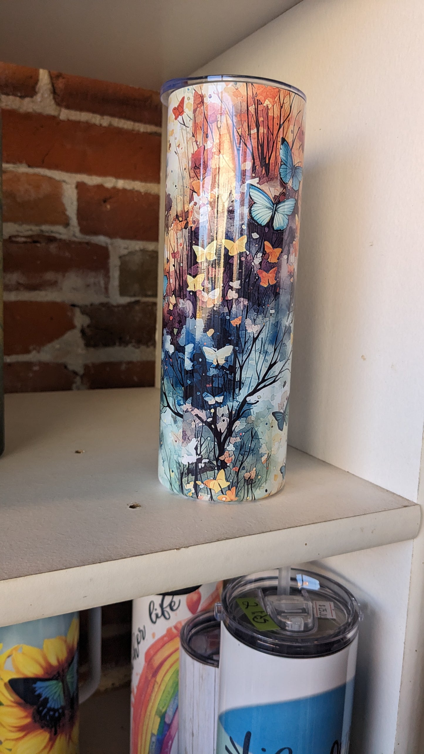 20 Oz Stainless Steel Insulated Tumbler Watercolor Butterflies