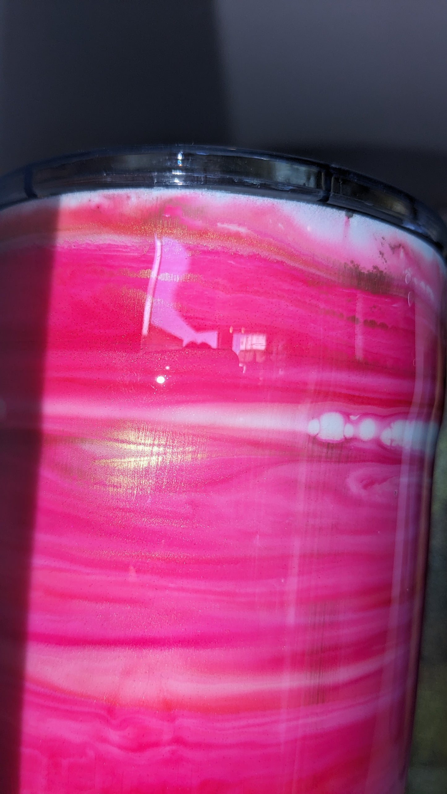 15 Oz Stainless Steel Insulated Tumbler. Alcohol Ink Pinks