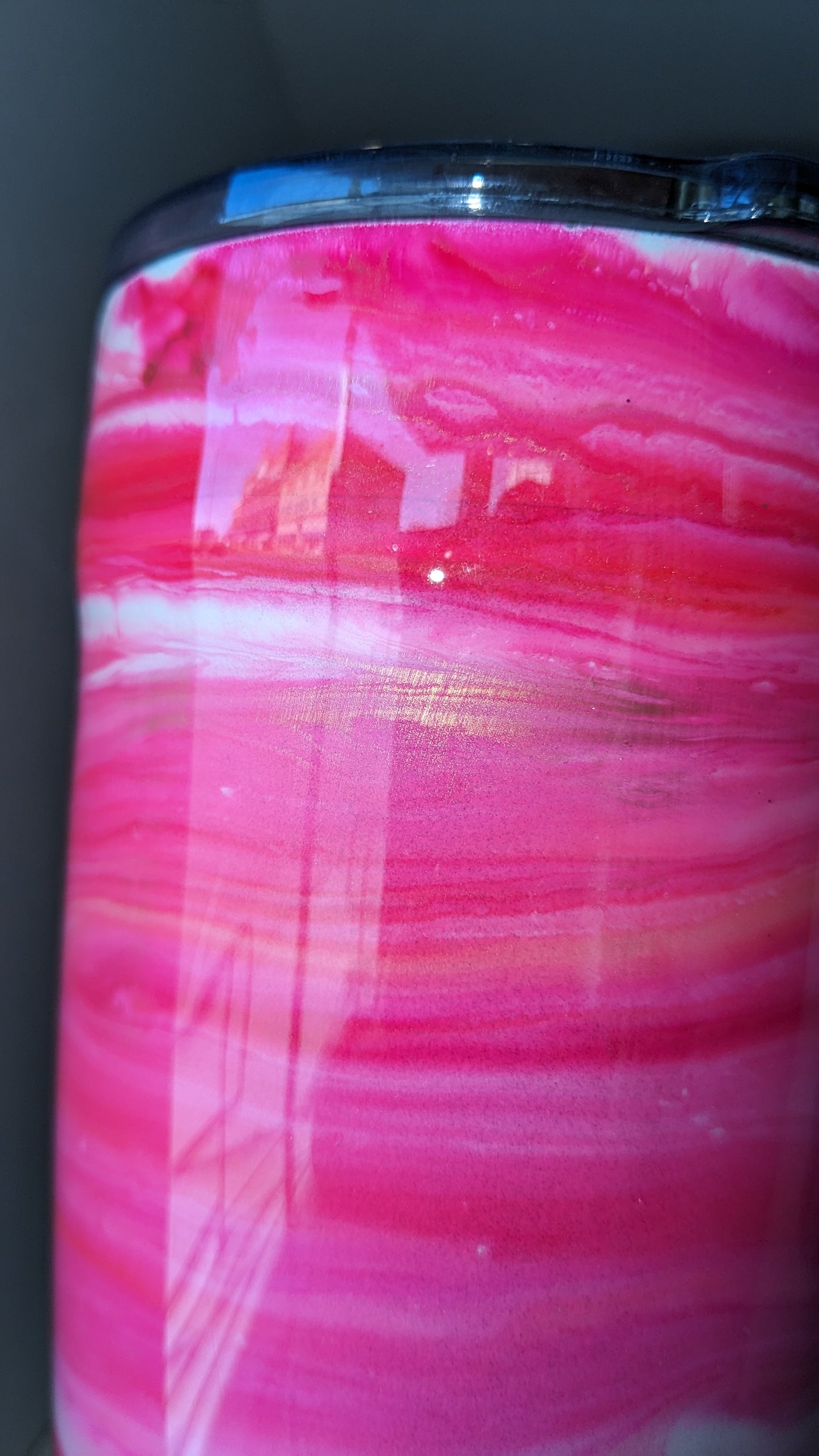 15 Oz Stainless Steel Insulated Tumbler. Alcohol Ink Pinks