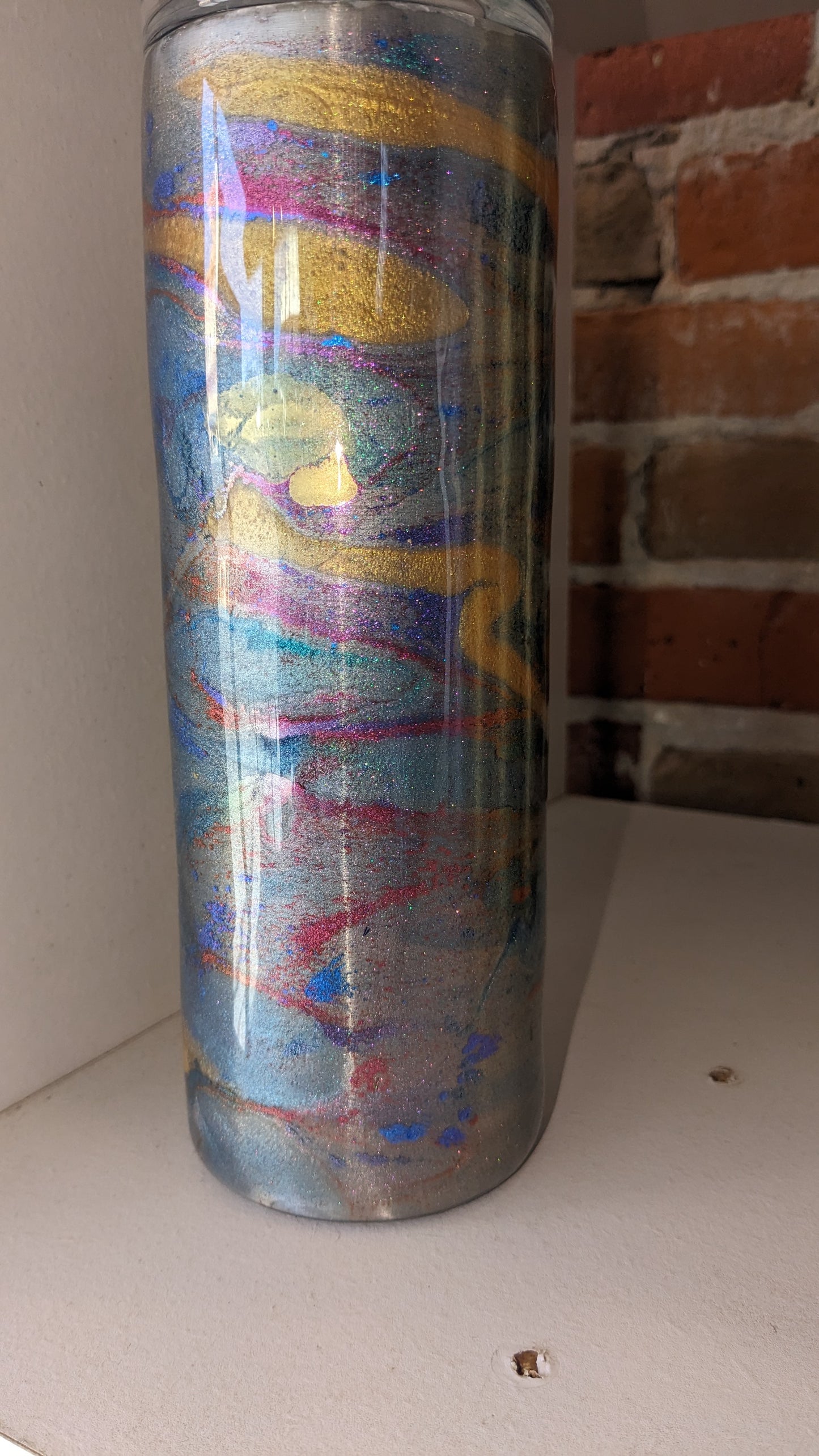 20 ounce stainless steel insulated mica powder art Tumbler pastel colors