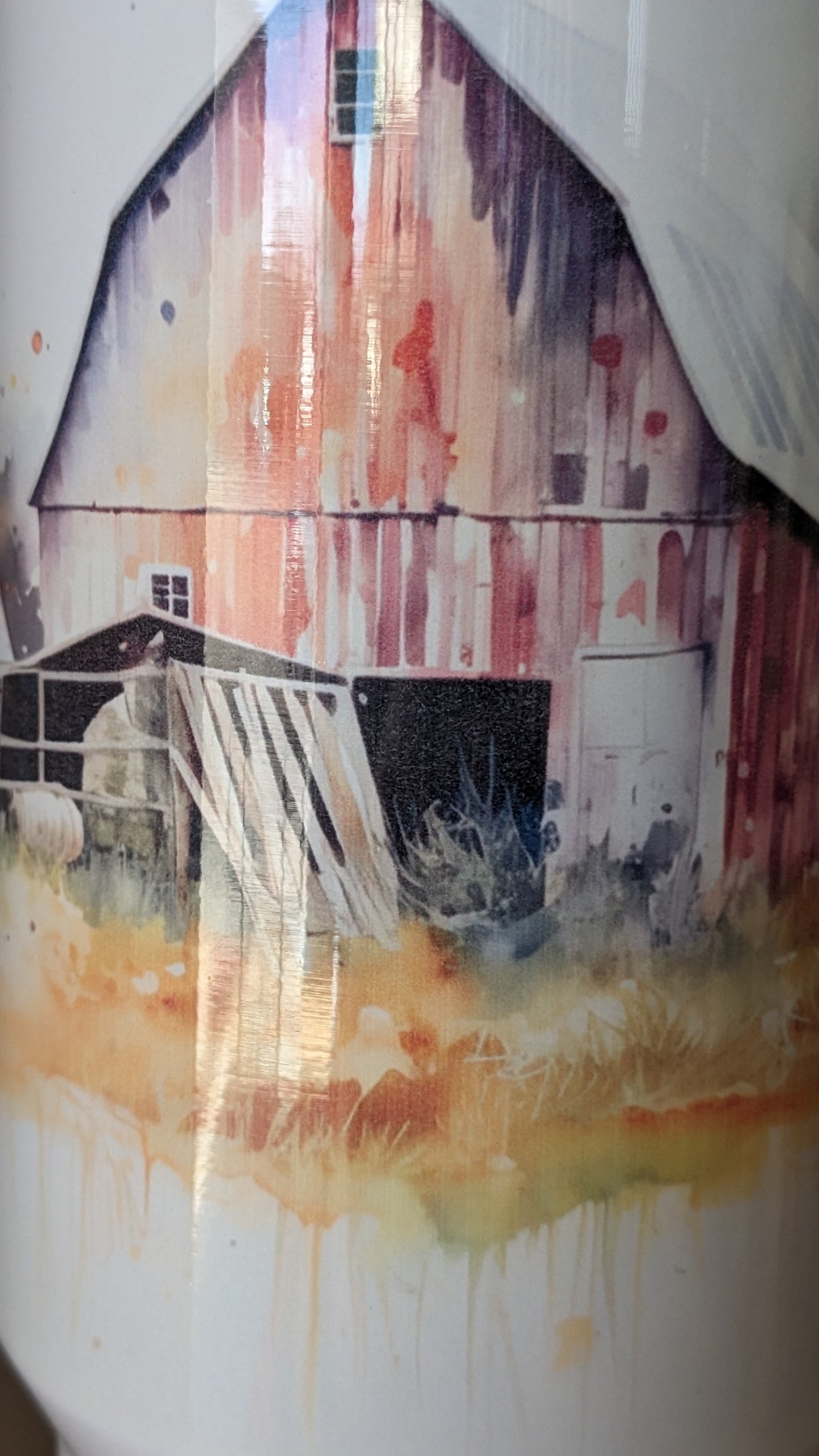 40 Oz Insulated Stainless Steel Tumbler Watercolor Barns
