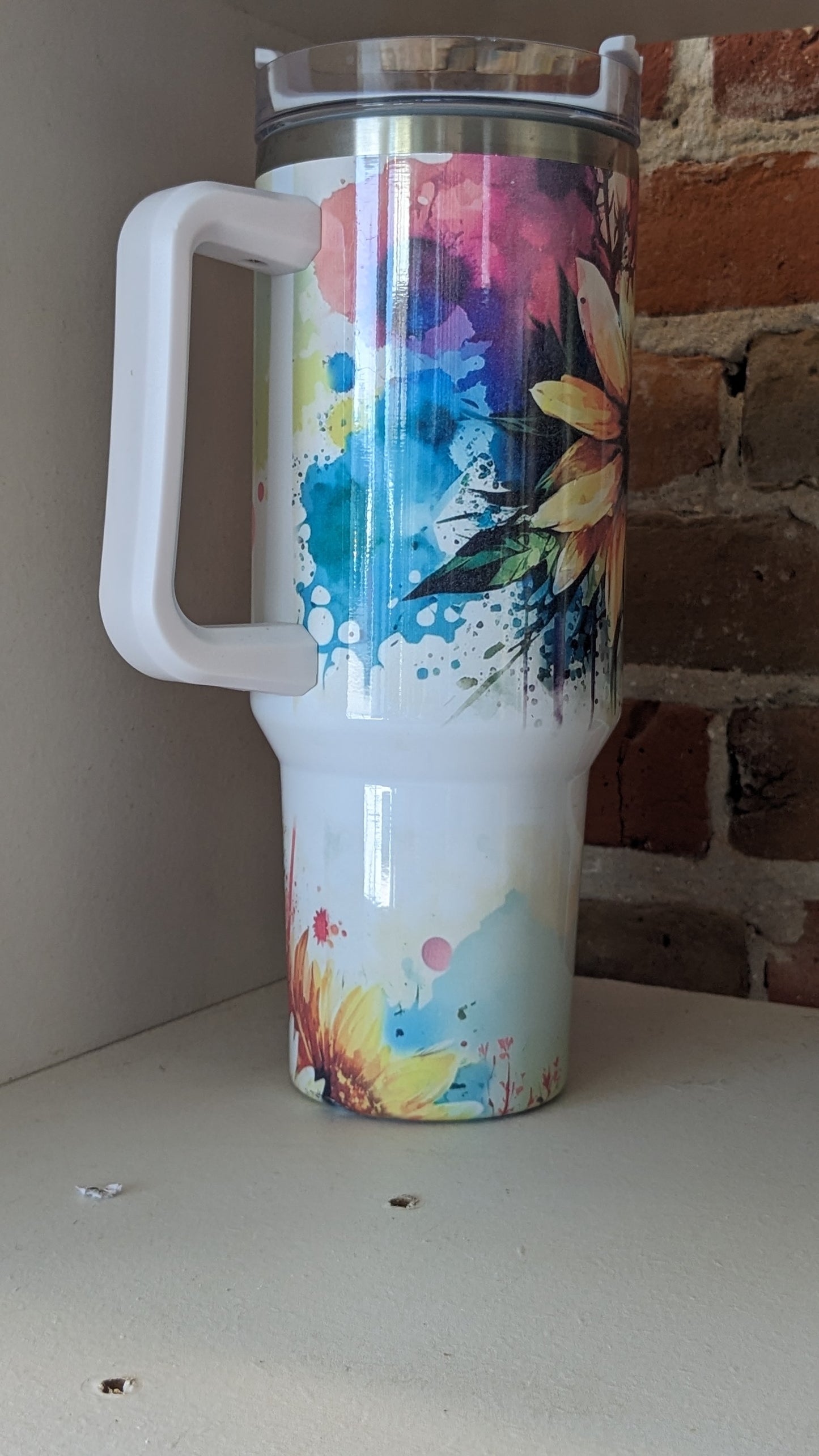40 Oz Insulated Stainless Steel Tumbler Watercolor flowers