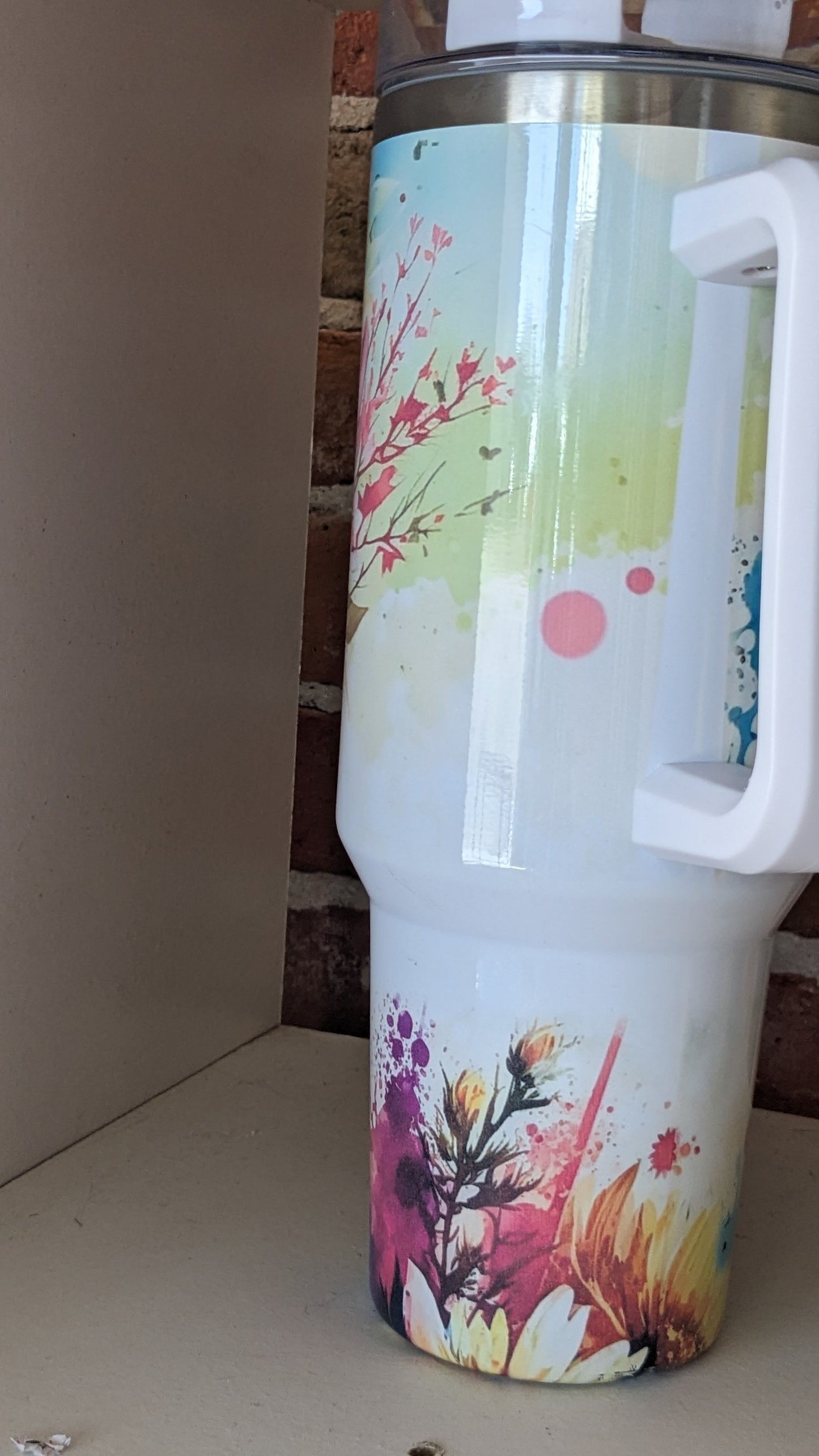 40 Oz Insulated Stainless Steel Tumbler Watercolor flowers