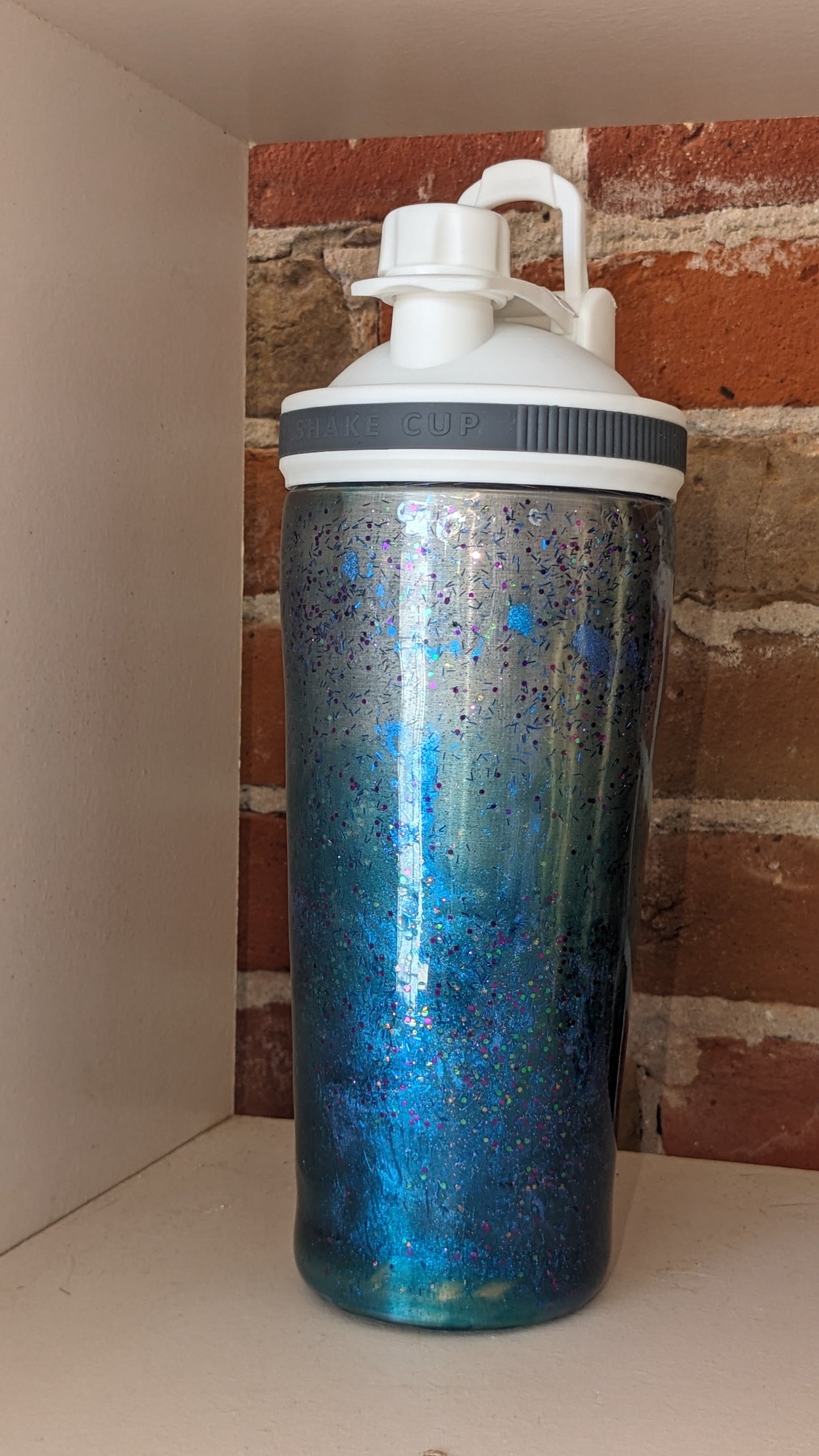 24 Oz Stainless Steel, Alcohol Ink Art, Shaker Tumblers teal, glitter