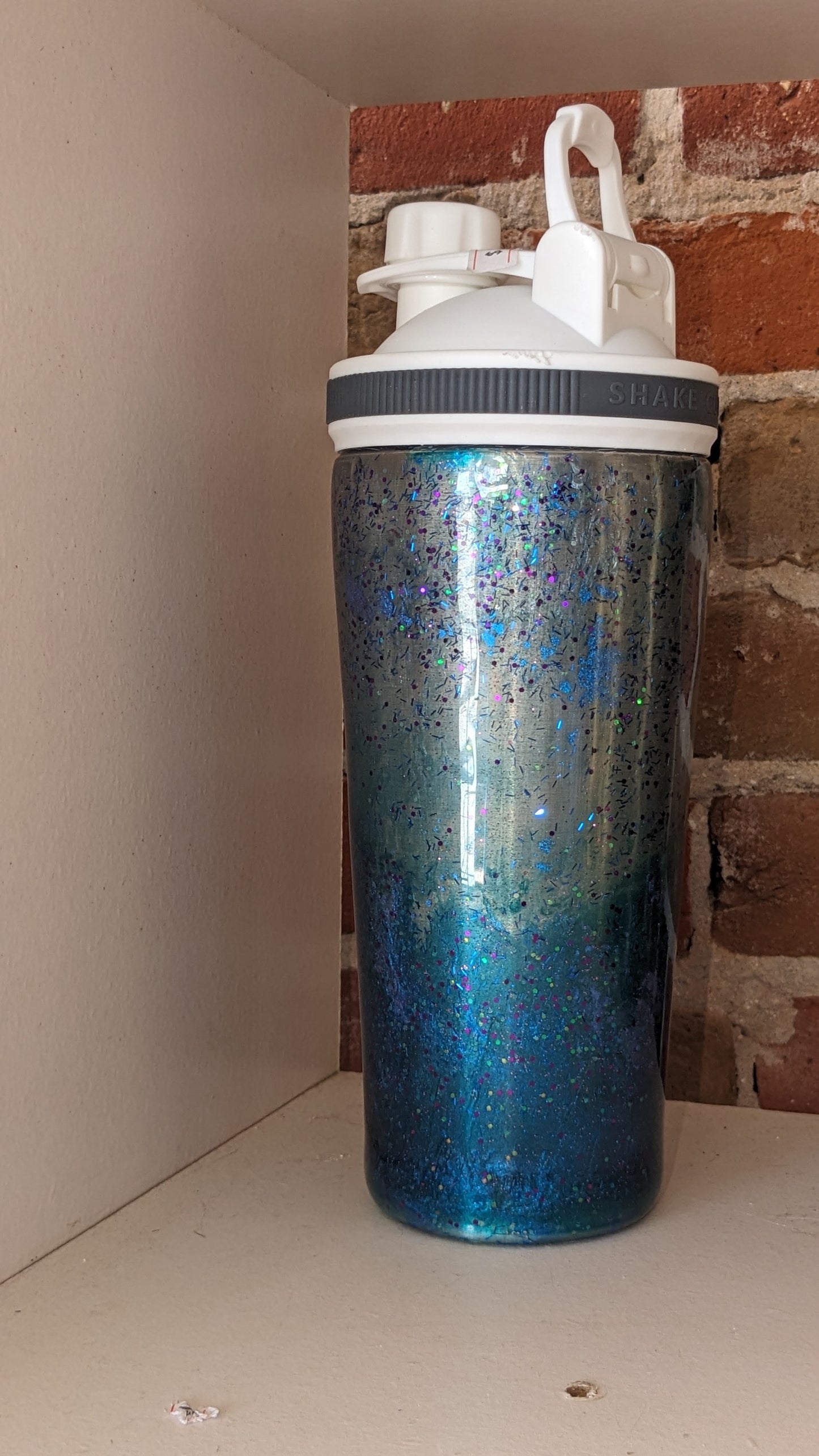 24 Oz Stainless Steel, Alcohol Ink Art, Shaker Tumblers teal, glitter