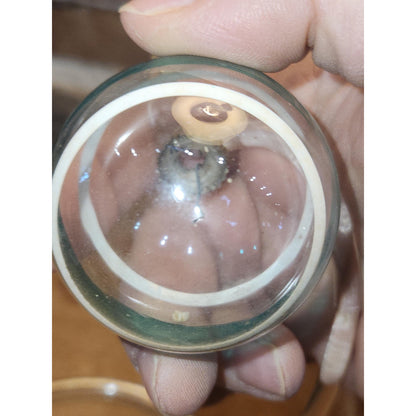 Vintage 2" Unsilvered Transparent Glass Ornament WWII Era 1940s Set of 3 with Stripes Clear and Blue Tint vo231