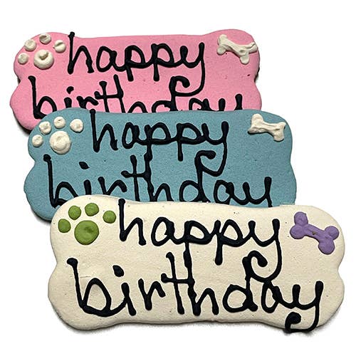Br7 Birthday Dog Bones: white, blue, pink