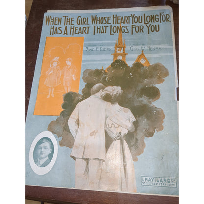 Vintage Sheet Music When The Girl Whose Heart You Long For George Meyer Robert Roden