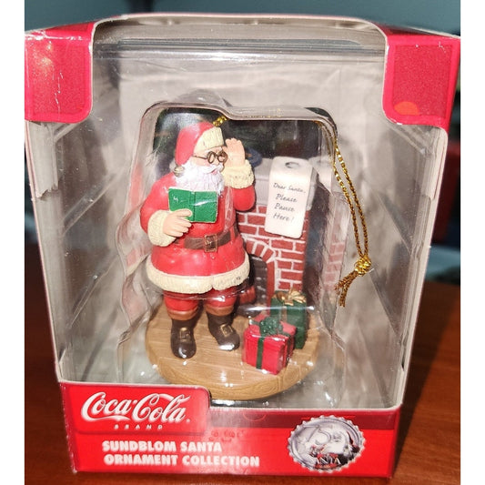 Sundblom Coca-Cola Santa By The Fireplace Ornament NEW In Box cc22
