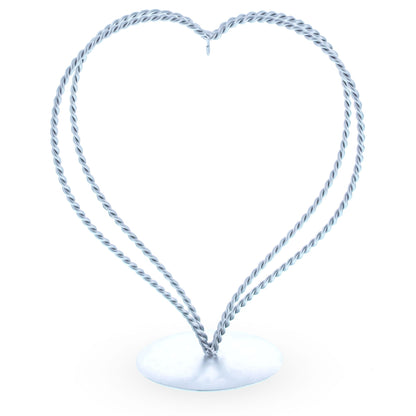 Double Wire Heart Twisted Silver Metal Ornament Display Stand 7.8 Inches (Poland)