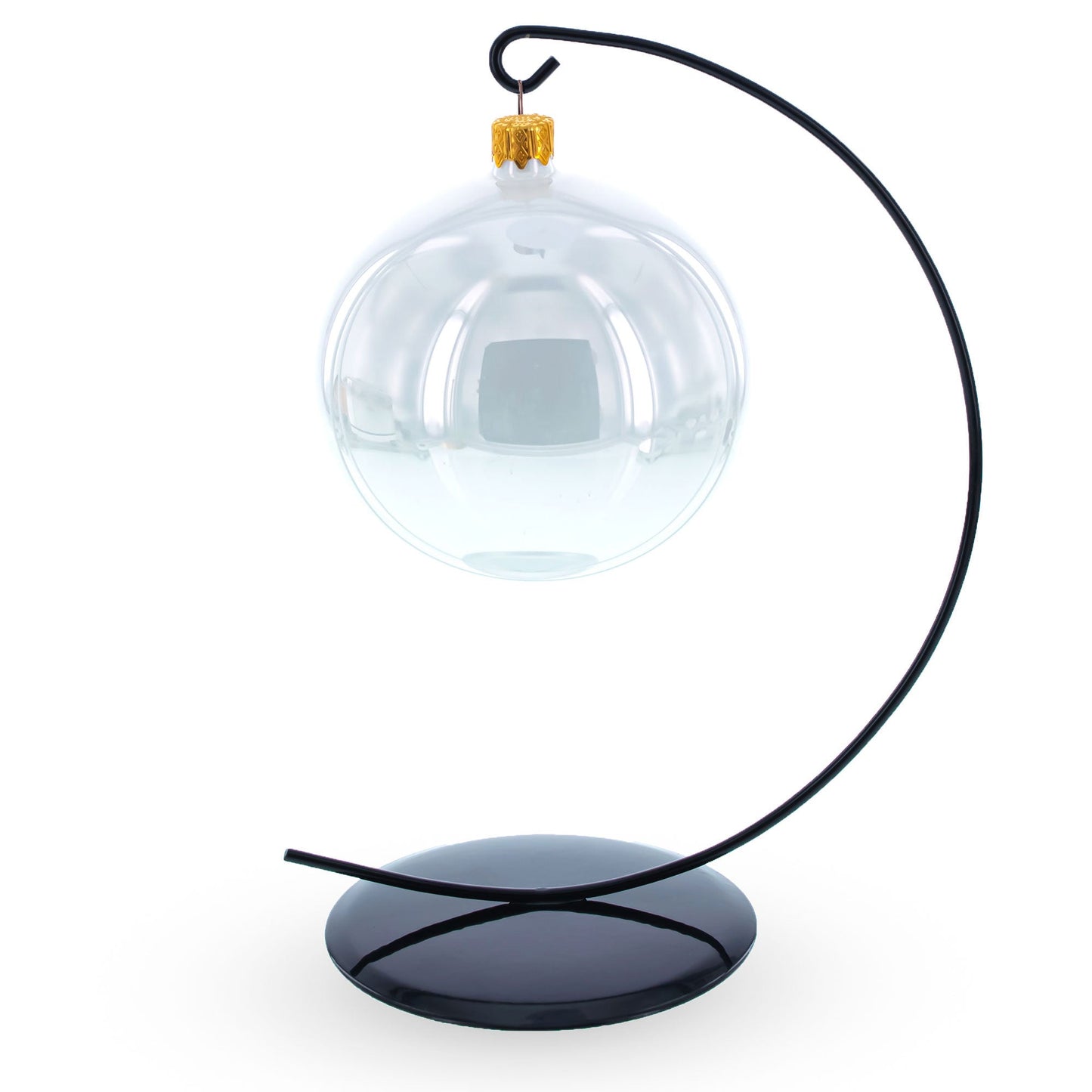 Solid Round Base Black Painted Metal Ornament Display Stand 7.8 Inches (Poland)