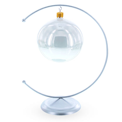 Crescent Moon Silver Metal Ornament Display Stand 8.8 Inches (Poland)