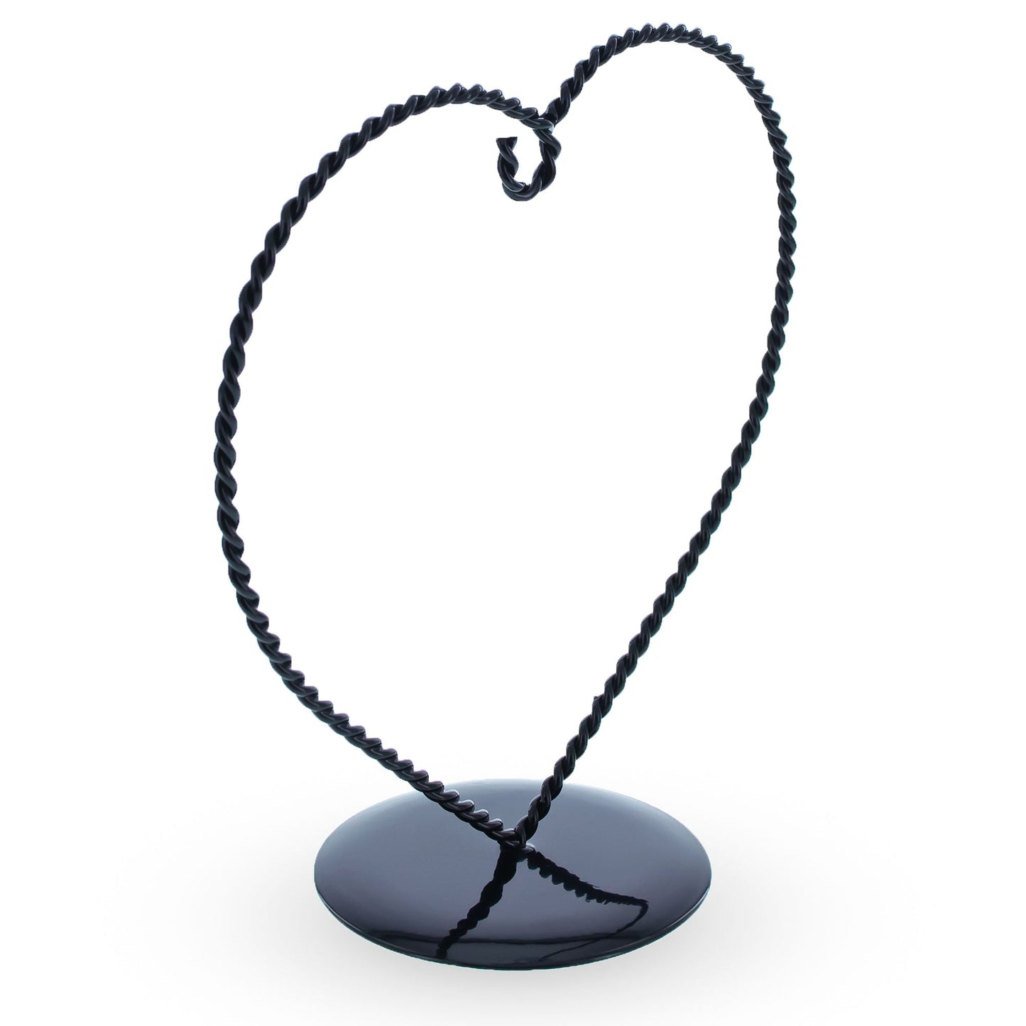 Heart-Shaped Twisted Black Painted Metal Ornament Display Stand 6.2 Inches (Poland)
