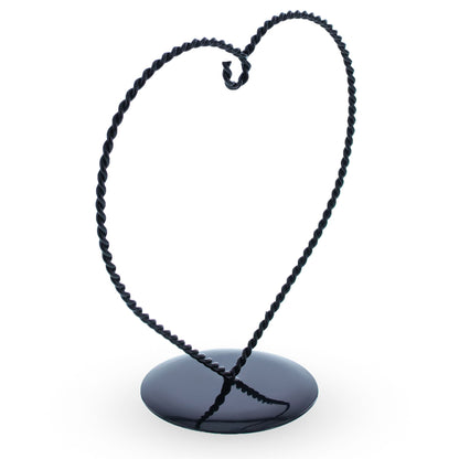 Heart-Shaped Twisted Black Painted Metal Ornament Display Stand 6.2 Inches (Poland)
