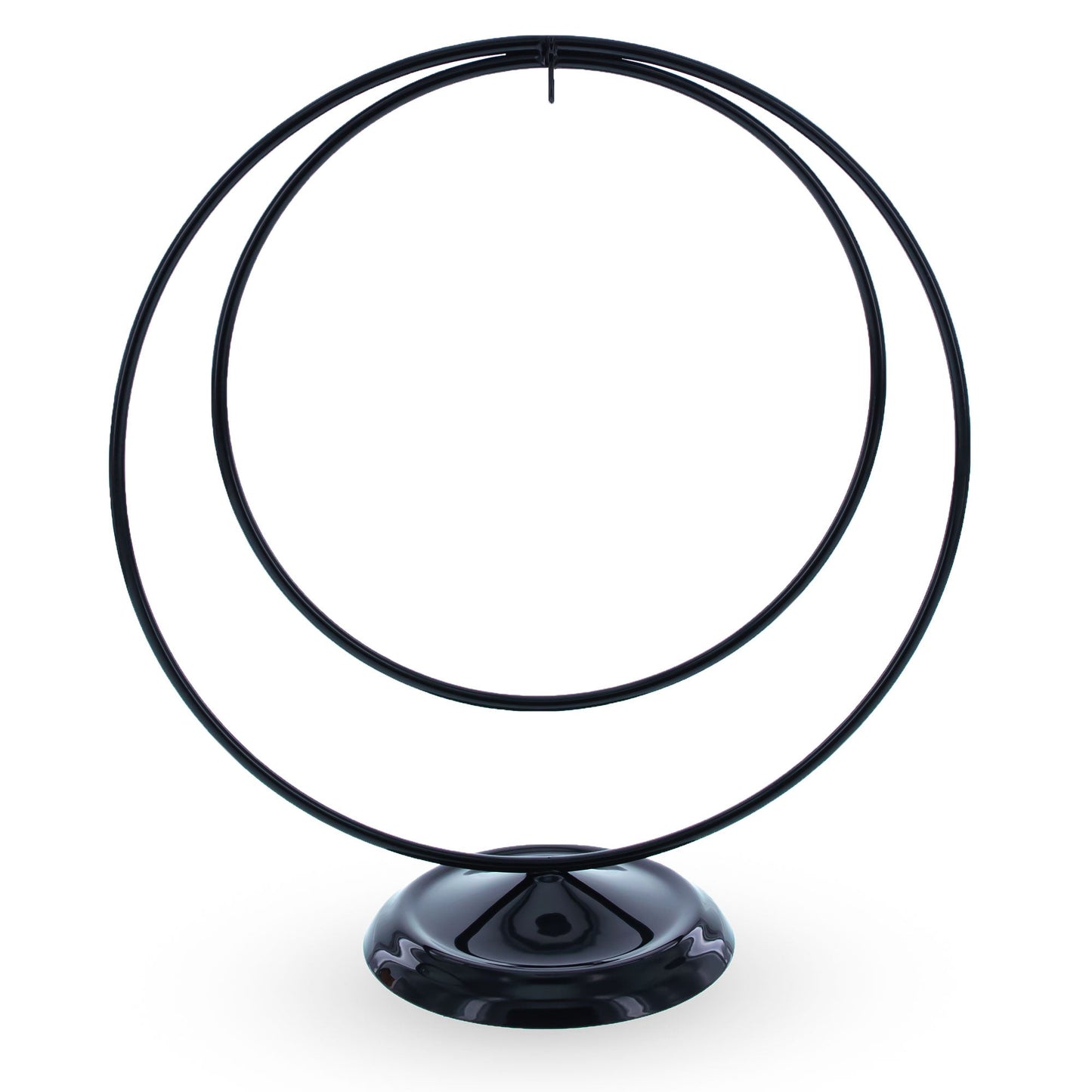 Contemporary Double Circle Black Painted Metal Ornament Display Stand 8.2 Inches (Poland)