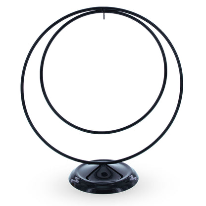 Contemporary Double Circle Black Painted Metal Ornament Display Stand 8.2 Inches (Poland)