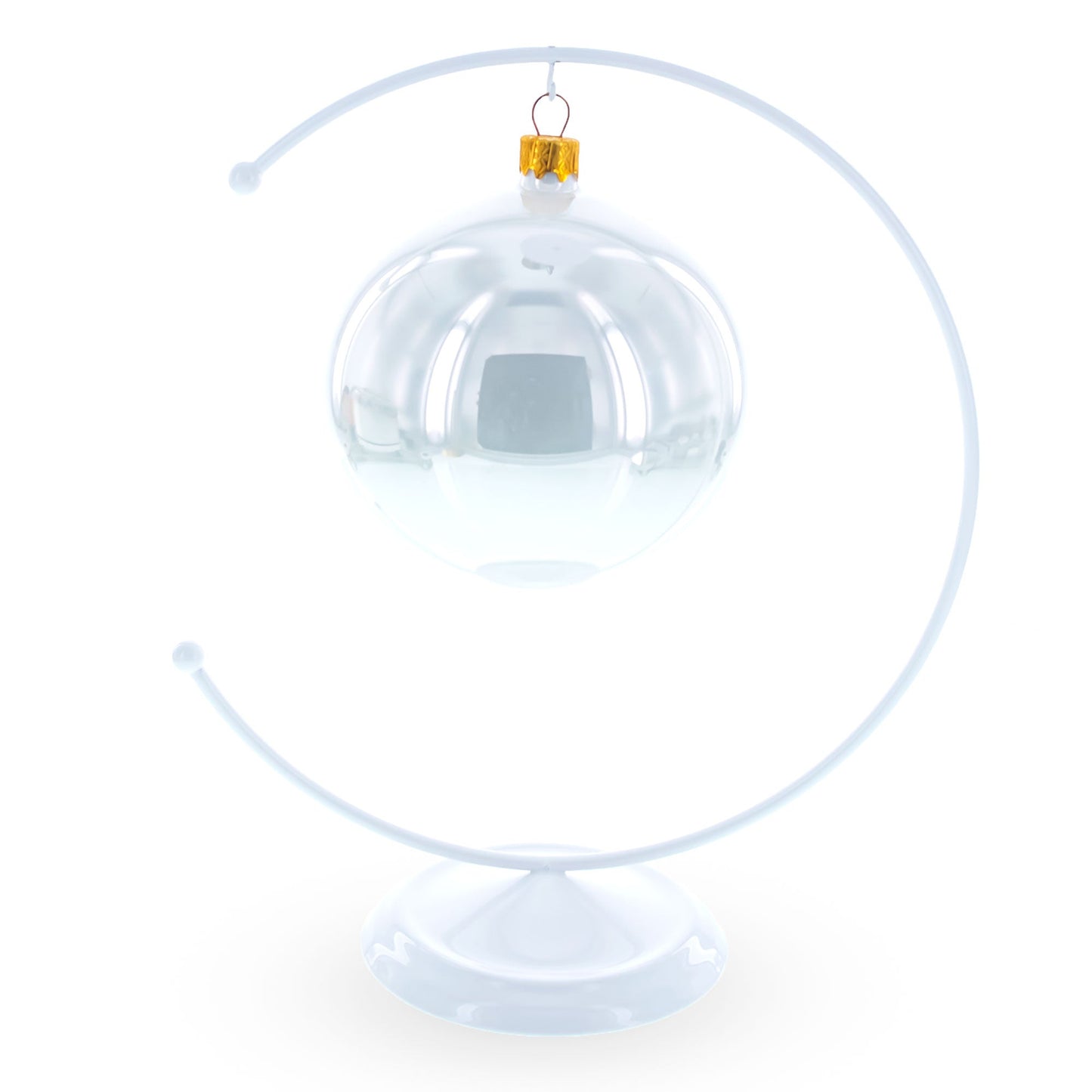 Crescent Moon White Painted Metal Ornament Display Stand 8.8 Inches (Poland)