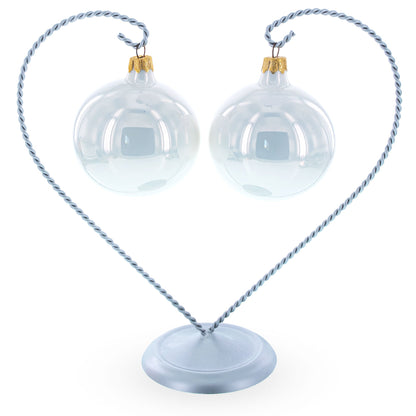 Open-Top Heart Twisted Silver Metal Ornament Display Stand 9 Inches (Poland)