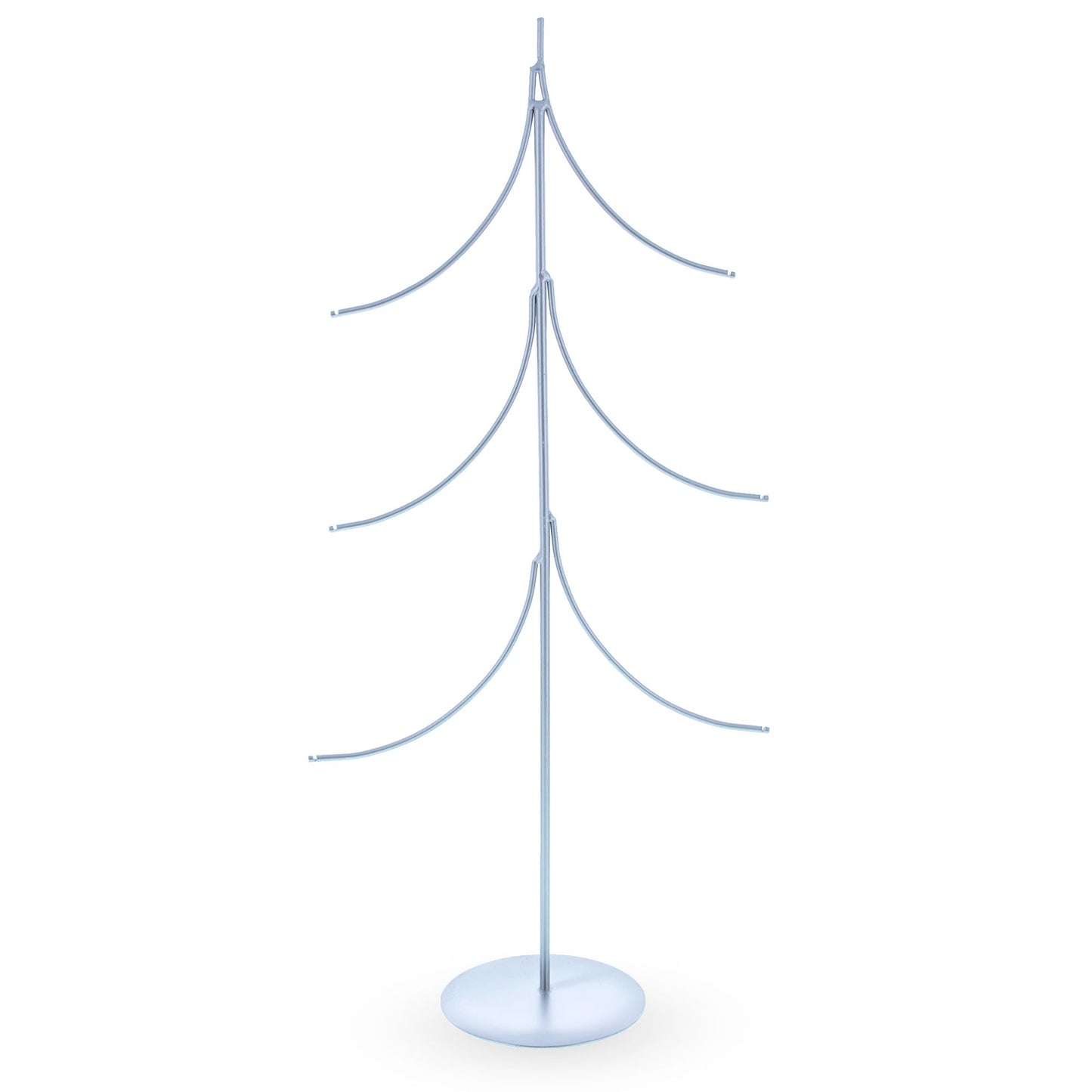 6-Arm Tiered Tree Silver Metal Ornament Display Stand 14 Inches (Poland)