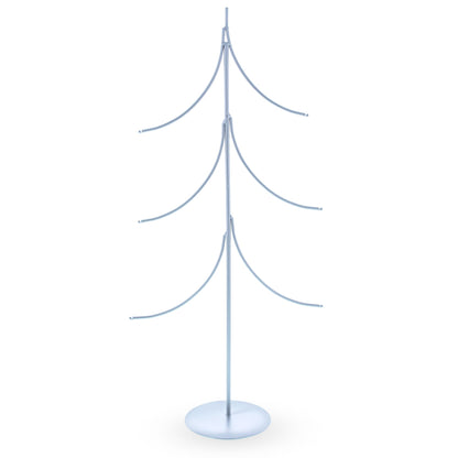 6-Arm Tiered Tree Silver Metal Ornament Display Stand 14 Inches (Poland)