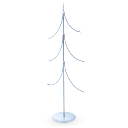 6-Arm Tiered Tree Silver Metal Ornament Display Stand 14 Inches (Poland)