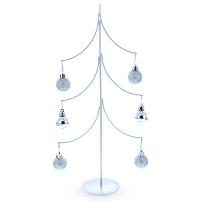 6-Arm Tiered Tree Silver Metal Ornament Display Stand 14 Inches (Poland)