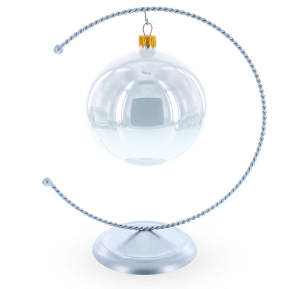 Crescent Moon Twisted Silver Metal Ornament Display Stand 9 Inches (Poland)