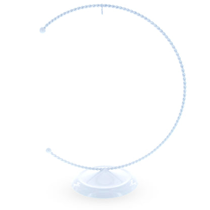 Crescent Moon Twisted White Painted Metal Ornament Display Stand 9 Inches (Poland)