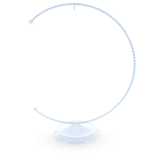 Crescent Moon Twisted White Painted Metal Ornament Display Stand 9 Inches (Poland)