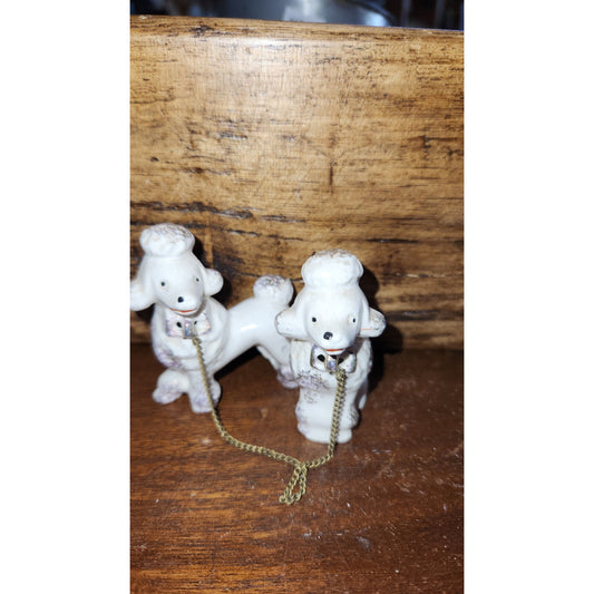 Vintage Poodles Joined by Chain