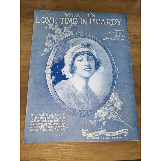 When It's Love Time In Picardy 1919 WWI Pretty Girl Vintage Sheet Music