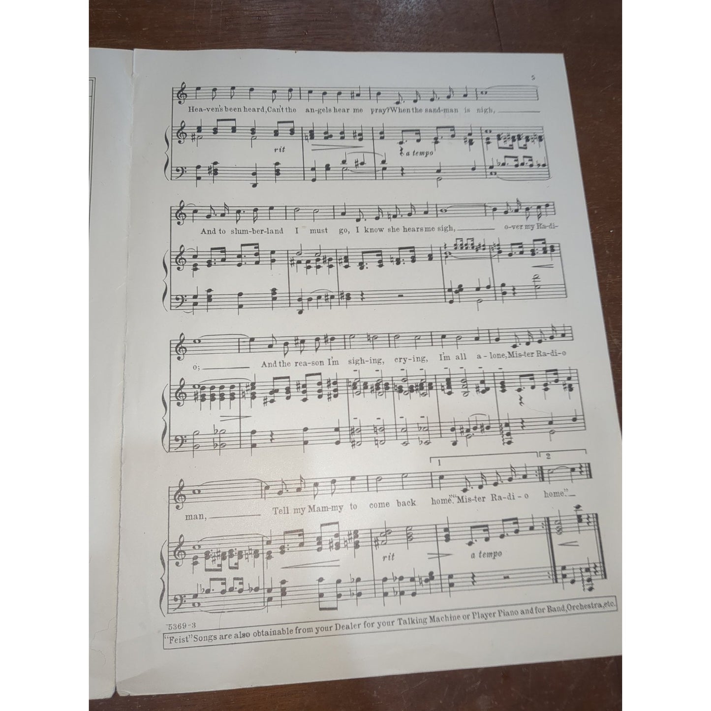 Mr Radio Man Tell My Mammy To Come Back Home Ira Schuster Johnny White Cliff Fri