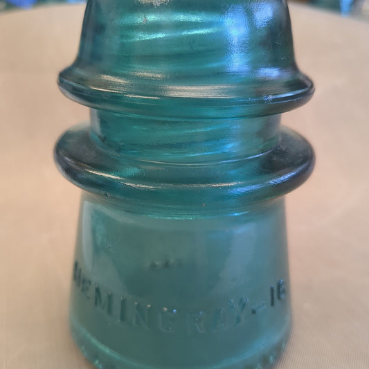 Vintage Teal Green Hemingray  #16 insulator h6-16