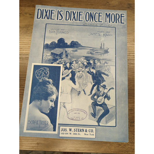 Antique Sheet Music 'Dixie is Dixie Once More' 1919 Leo Turner & James Karp