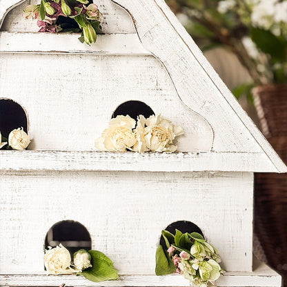 Distressed White Wood Functional Bird House | Outdoor Rated  NOT AVAILABLE AT MINDEN LOCATION