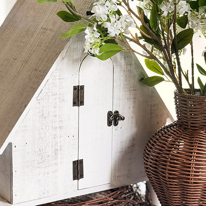 Distressed White Wood Functional Bird House | Outdoor Rated  NOT AVAILABLE AT MINDEN LOCATION