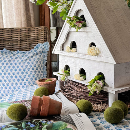 Distressed White Wood Functional Bird House | Outdoor Rated  NOT AVAILABLE AT MINDEN LOCATION