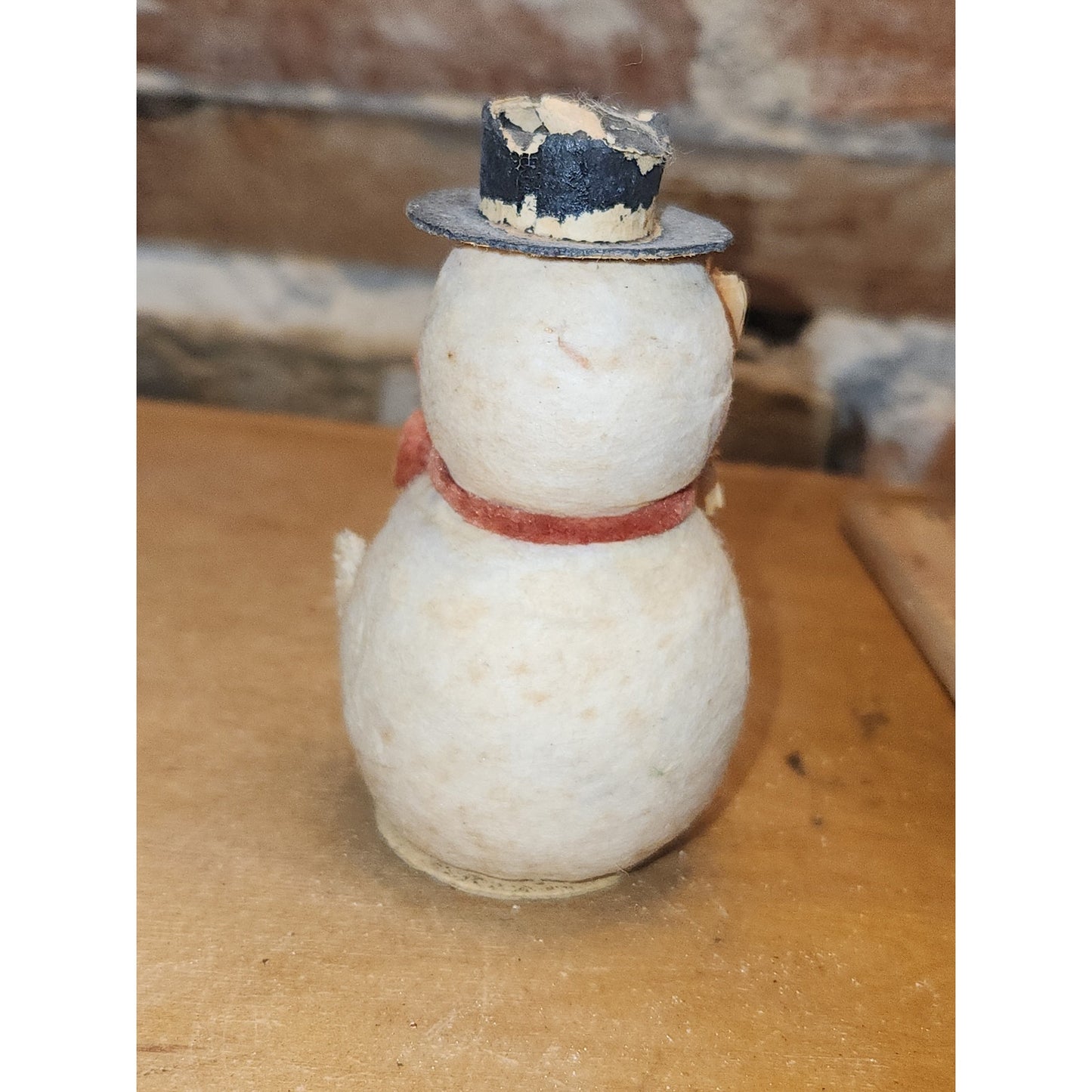 Vintage Christmas Spun Paper Mache & Chenille Putz Snowman Japan 3.5" sm5